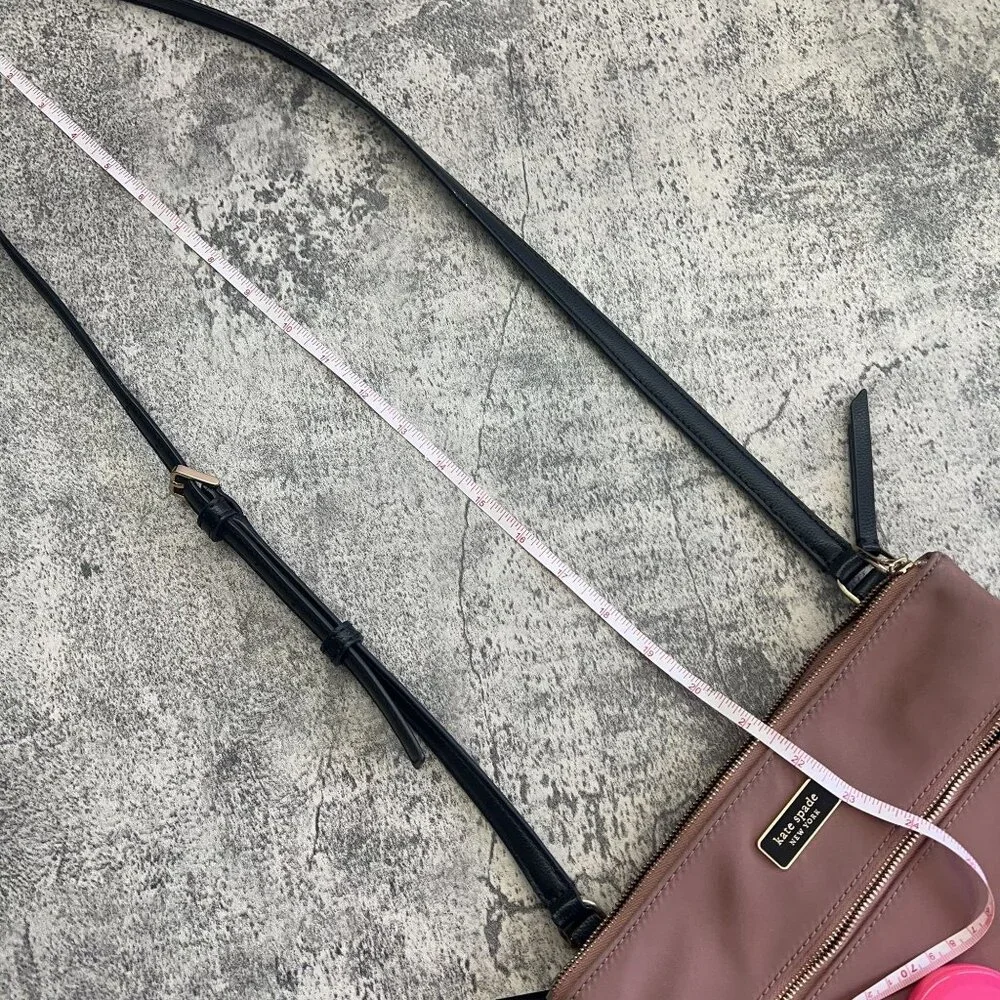 Kate Spade New York Dawn Flat Nylon and Leather Pink and Black Crossbody Bag - Picture 11 of 15